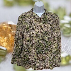 Christopher & Banks-Women's Large Button Top Multi-Color Pockets-Linen-Rayon